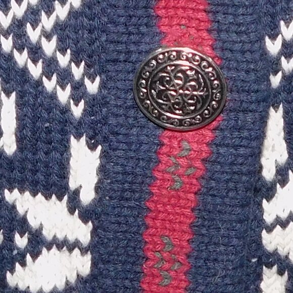 VTG 90s Willow Ridge Womens L Blue White Fair Isle Snowflake  Cardigan Sweater - Picture 4 of 10